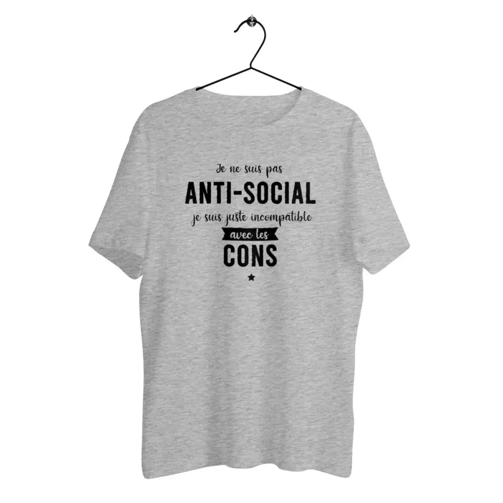 T-shirt homme en coton bio Je ne suis pas anti-social