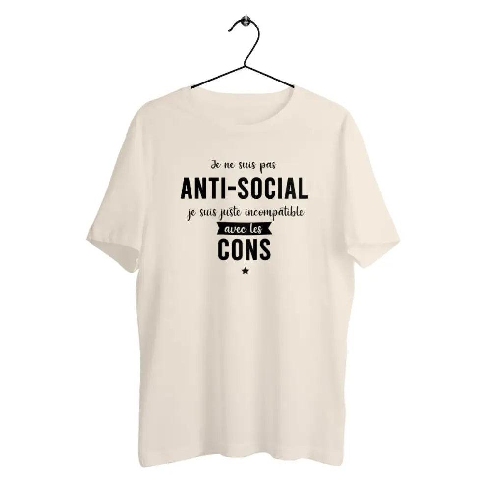 T-shirt homme en coton bio Je ne suis pas anti-social
