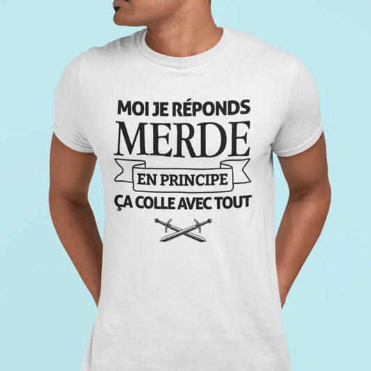 T-shirt homme en coton bio Je réponds merde