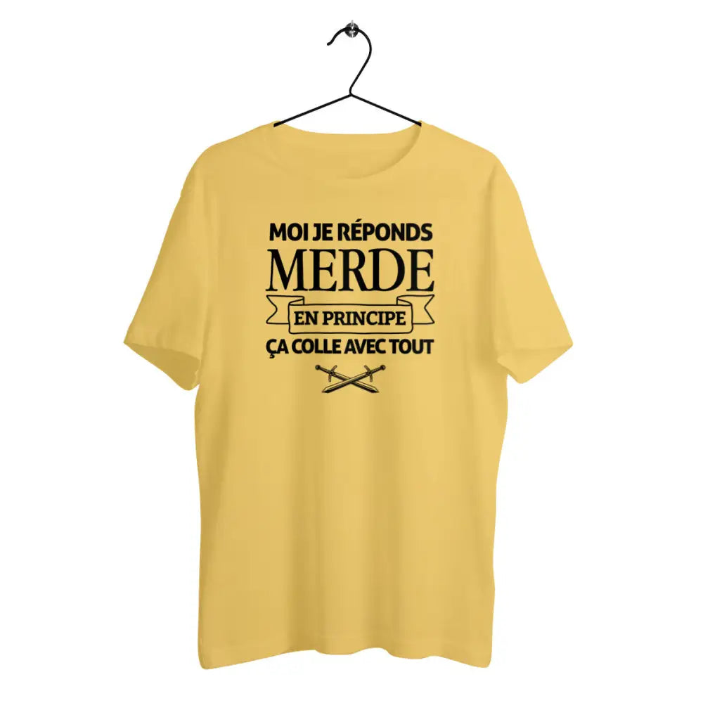 T-shirt homme en coton bio Je réponds merde