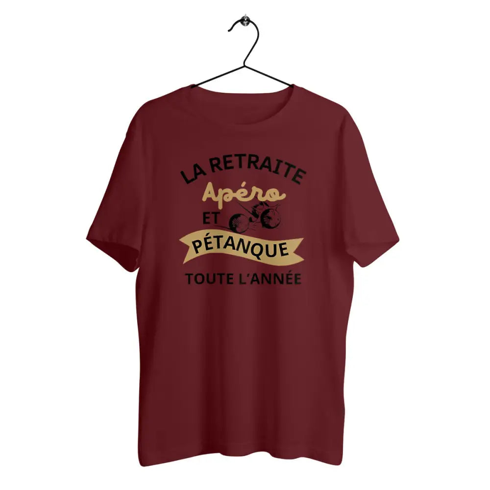 T-shirt homme en coton bio Retraite apéro et pétanque