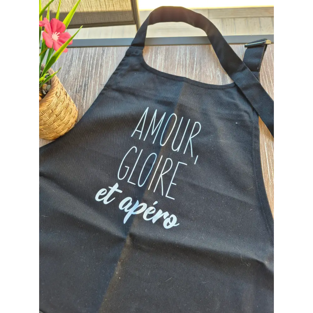 Tablier en coton biologique Amour gloire et apéro