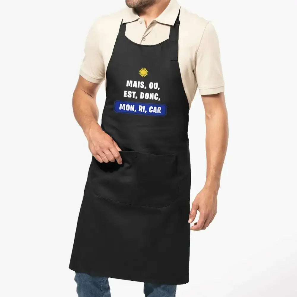 Tablier en coton biologique Mais, ou, est, donc, mon, ri, car