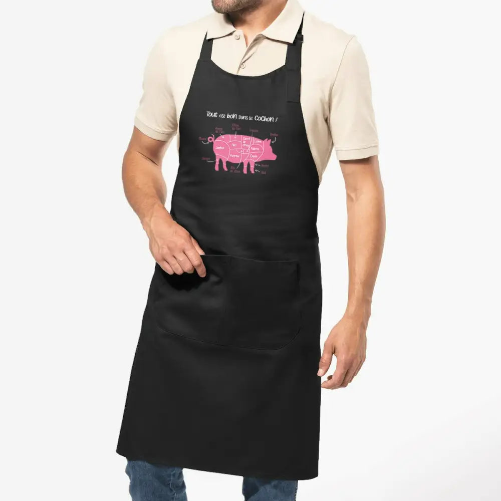 Tablier en coton biologique Tout est bon dans le cochon