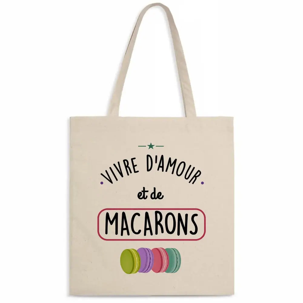 Totebag en Coton Bio Vivre d'amour et de macarons