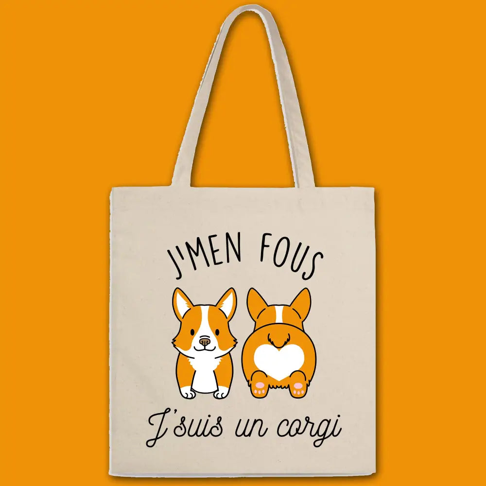 Totebag J'men fous je suis un corgi