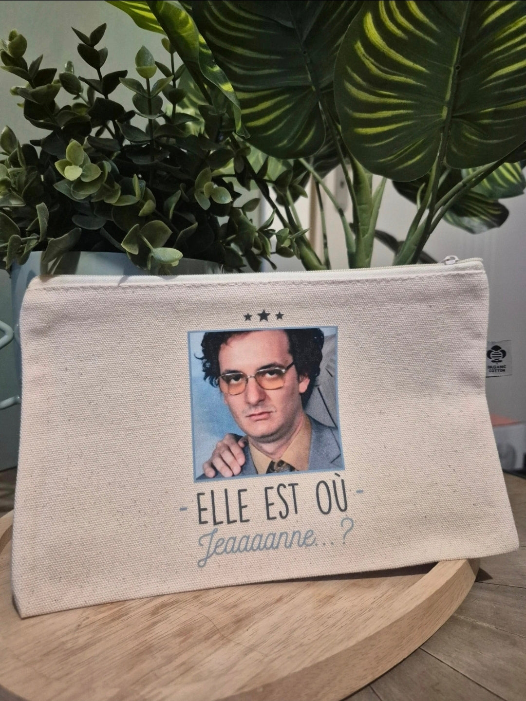 Pochette en coton bio Elle est où Jeaaanne Encre et Créations