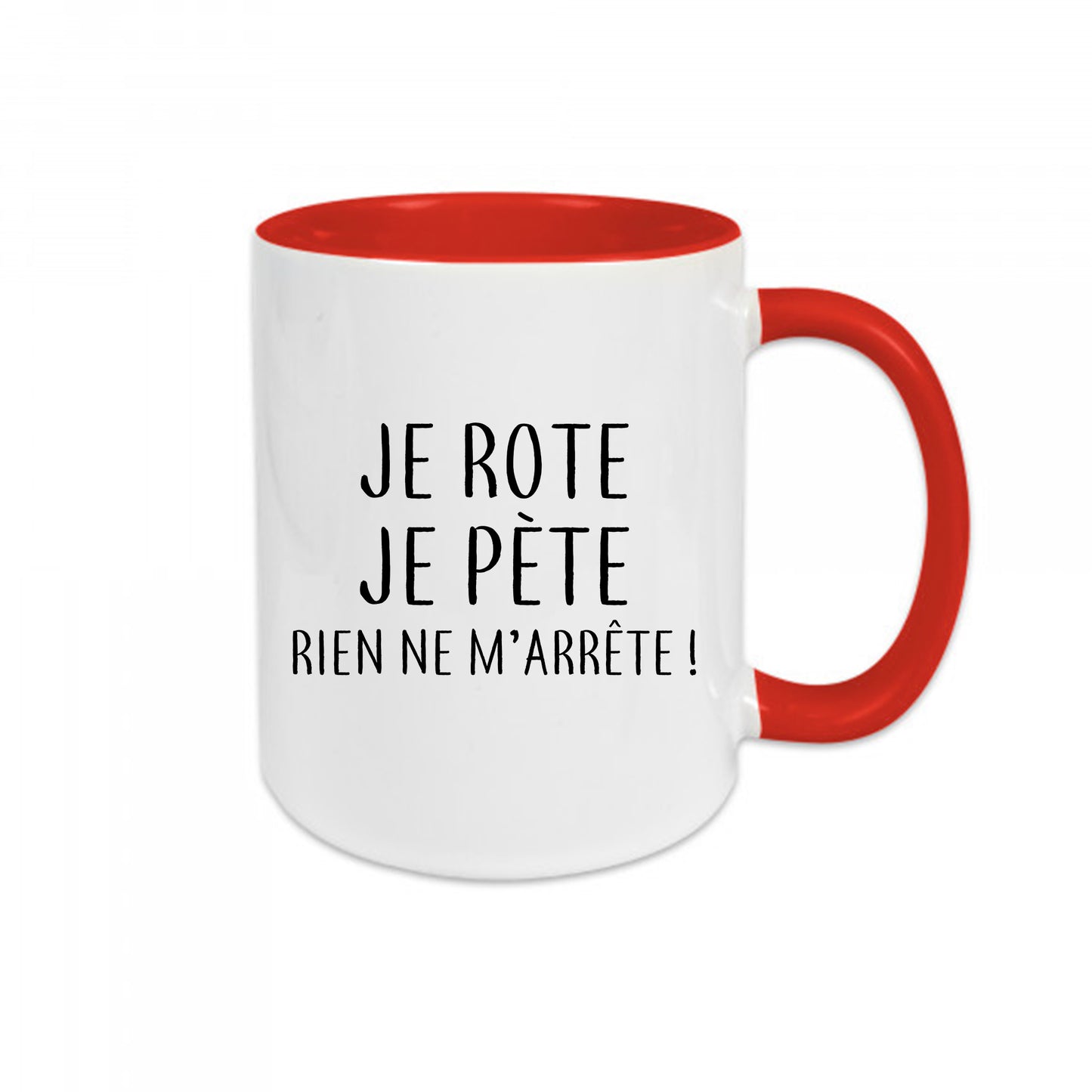 Mug céramique Je rote je pète rien de m'arrête