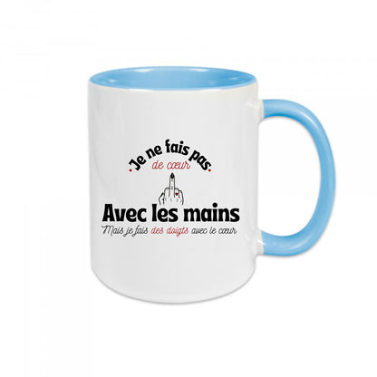 Mug céramique Je fais des doigts avec le cœur - Humour décalé et affection assumée