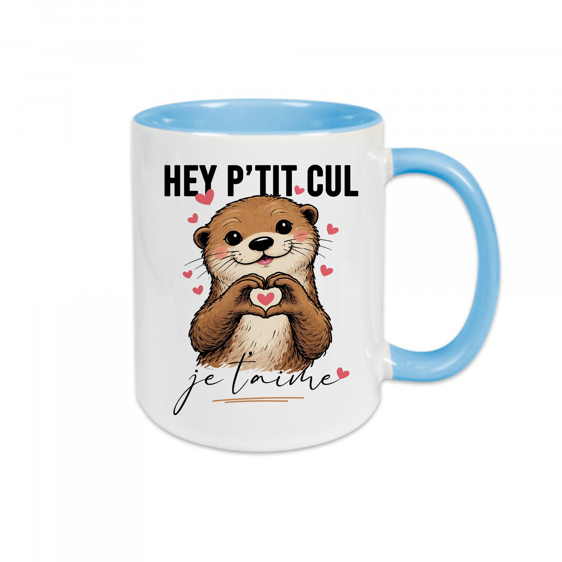 Mug céramique Hey p'tit cul je t'aime - Amour, humour et café bien chaud