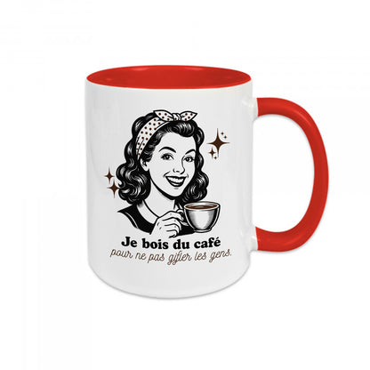 Mug céramique Je bois du café pour ne pas gifler les gens Encre et Créations