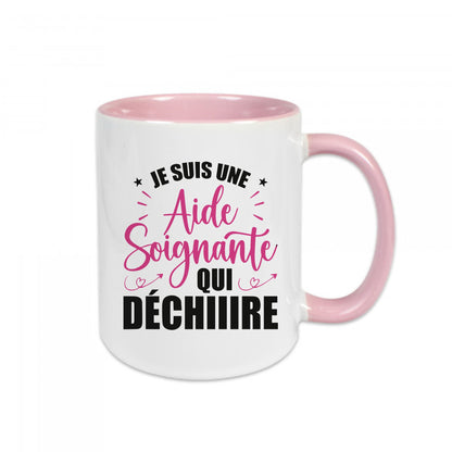 Mug céramique Je suis une aide soignante qui déchire Encre et Créations