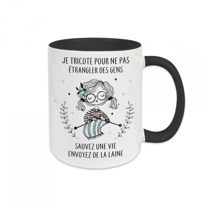 Mug céramique Je tricote pour ne pas étrangler des gens