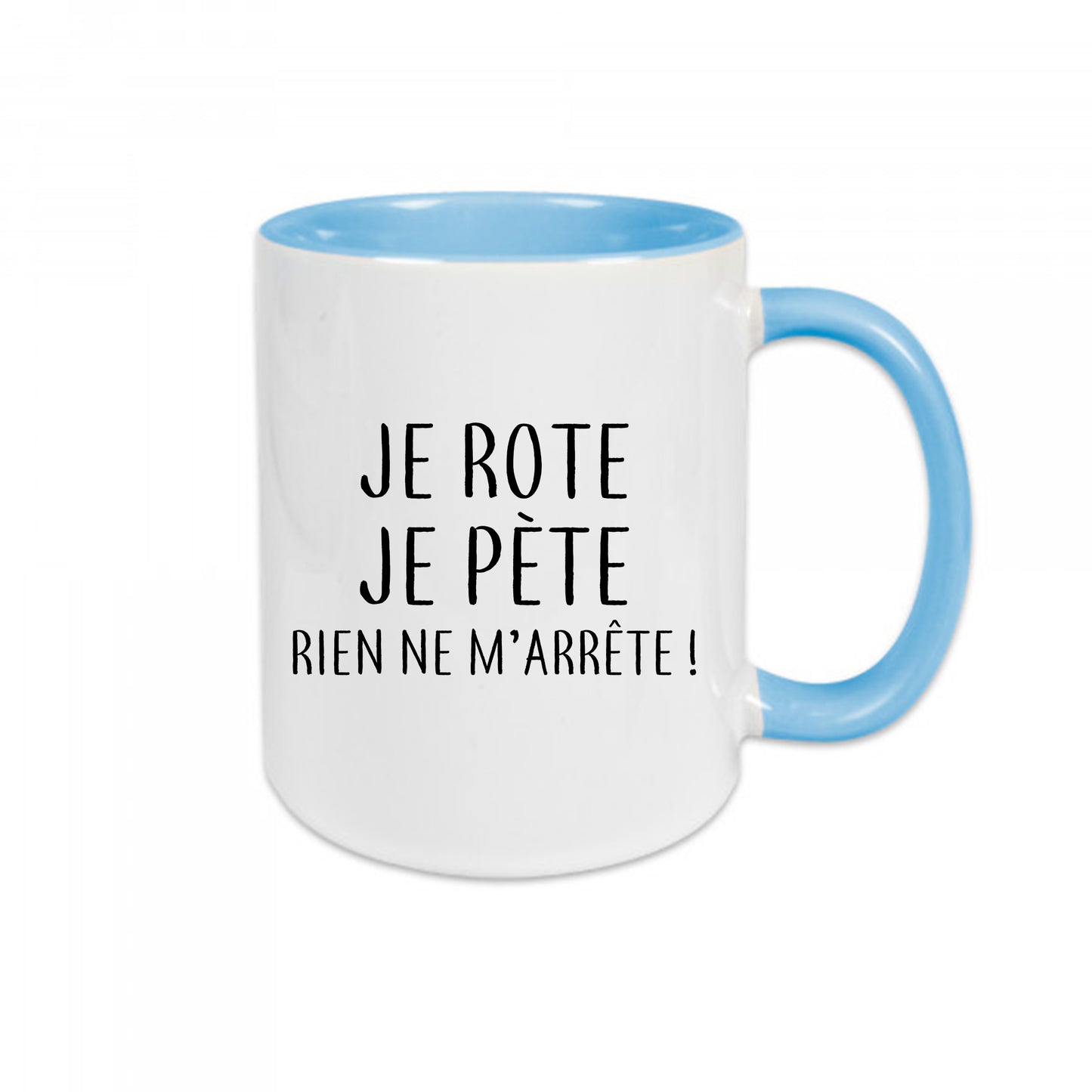 Mug céramique Je rote je pète rien de m'arrête
