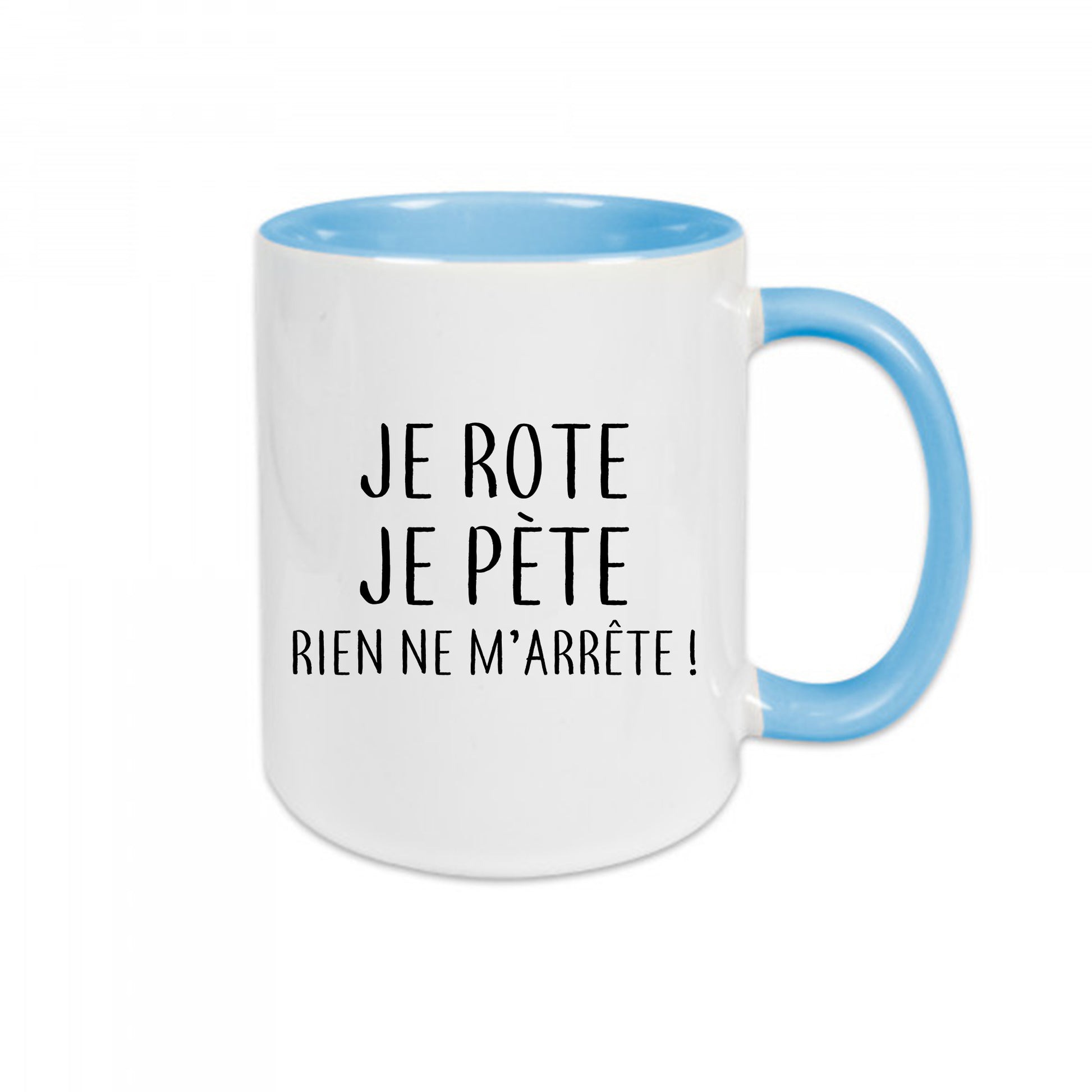 Mug céramique Je rote je pète rien de m'arrête
