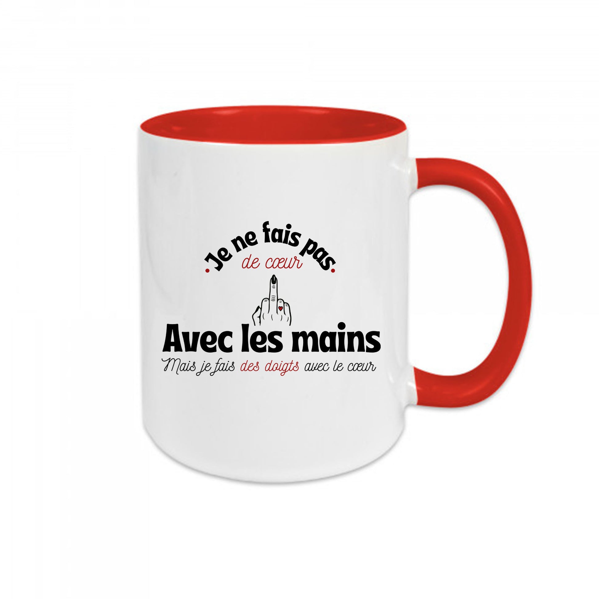 Mug céramique Je fais des doigts avec le cœur - Humour décalé et affection assumée
