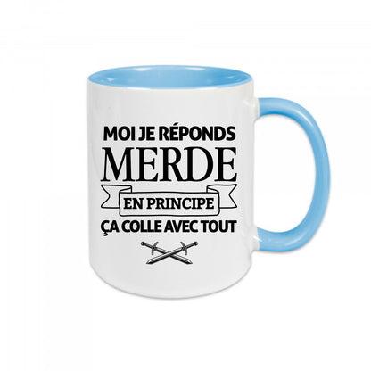 Mug céramique Moi je réponds merde