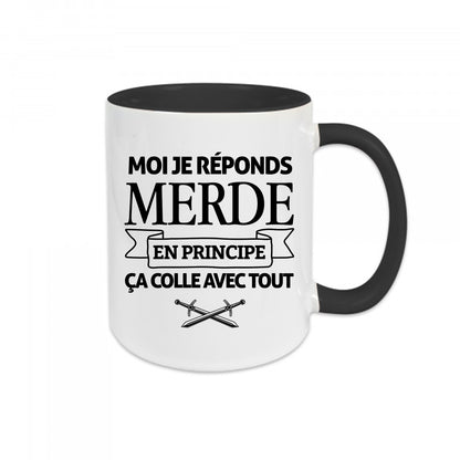 Mug céramique Moi je réponds merde
