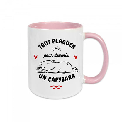 Mug céramique Tout plaquer pour devenir un capybara Encre et Créations