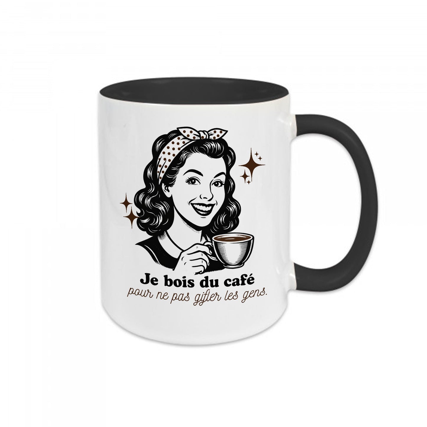 Mug céramique Je bois du café pour ne pas gifler les gens Encre et Créations