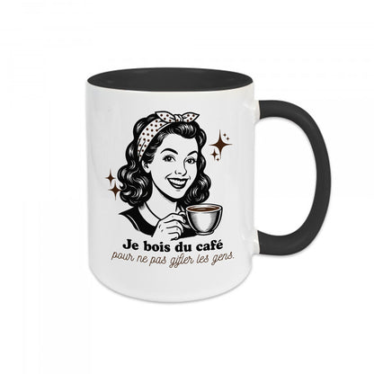 Mug céramique Je bois du café pour ne pas gifler les gens Encre et Créations