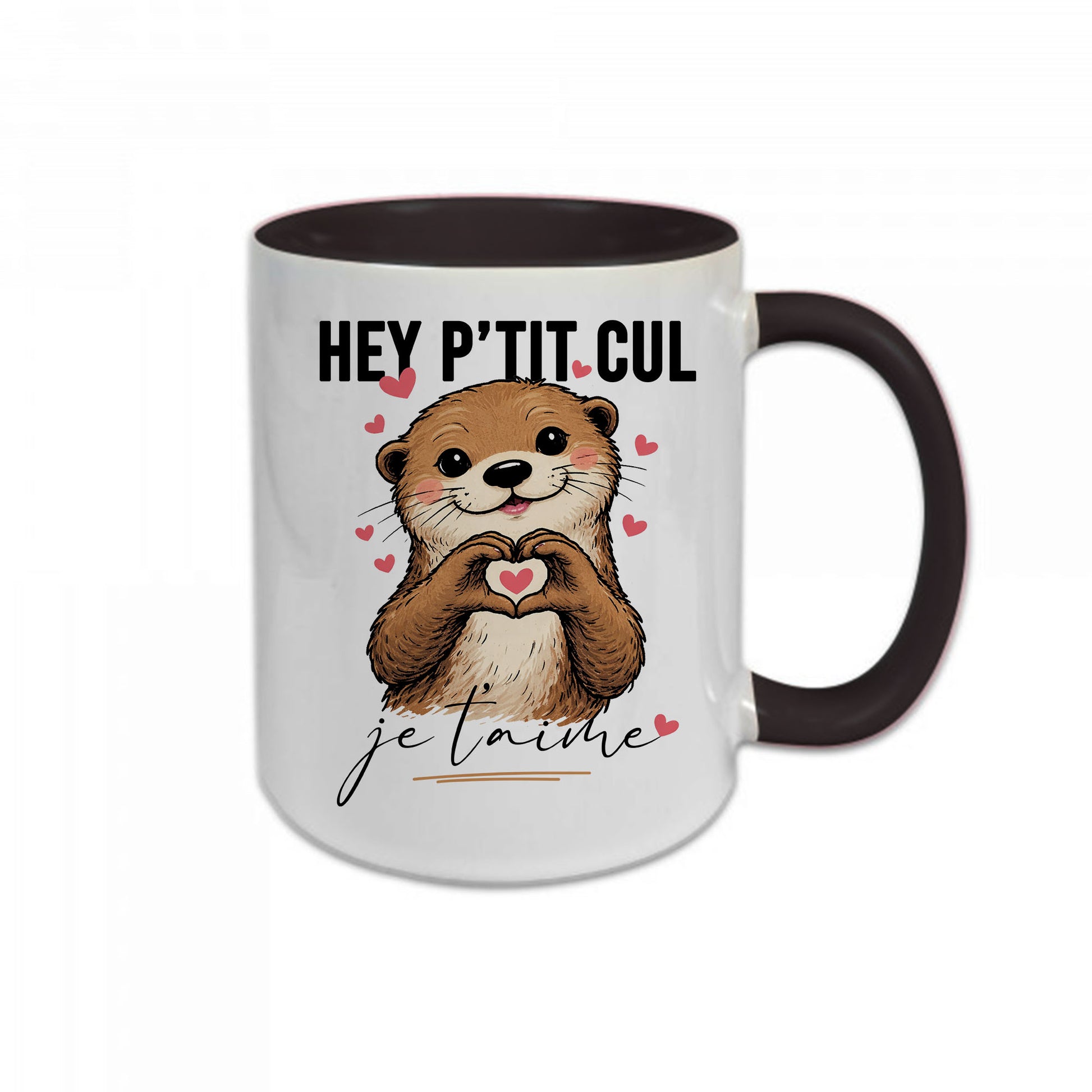 Mug céramique Hey p'tit cul je t'aime - Amour, humour et café bien chaud
