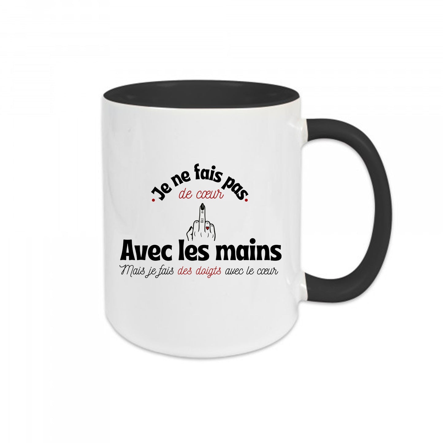 Mug céramique Je fais des doigts avec le cœur - Humour décalé et affection assumée