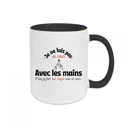 Mug céramique Je fais des doigts avec le cœur - Humour décalé et affection assumée