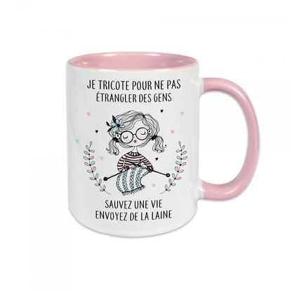 Mug céramique Je tricote pour ne pas étrangler des gens
