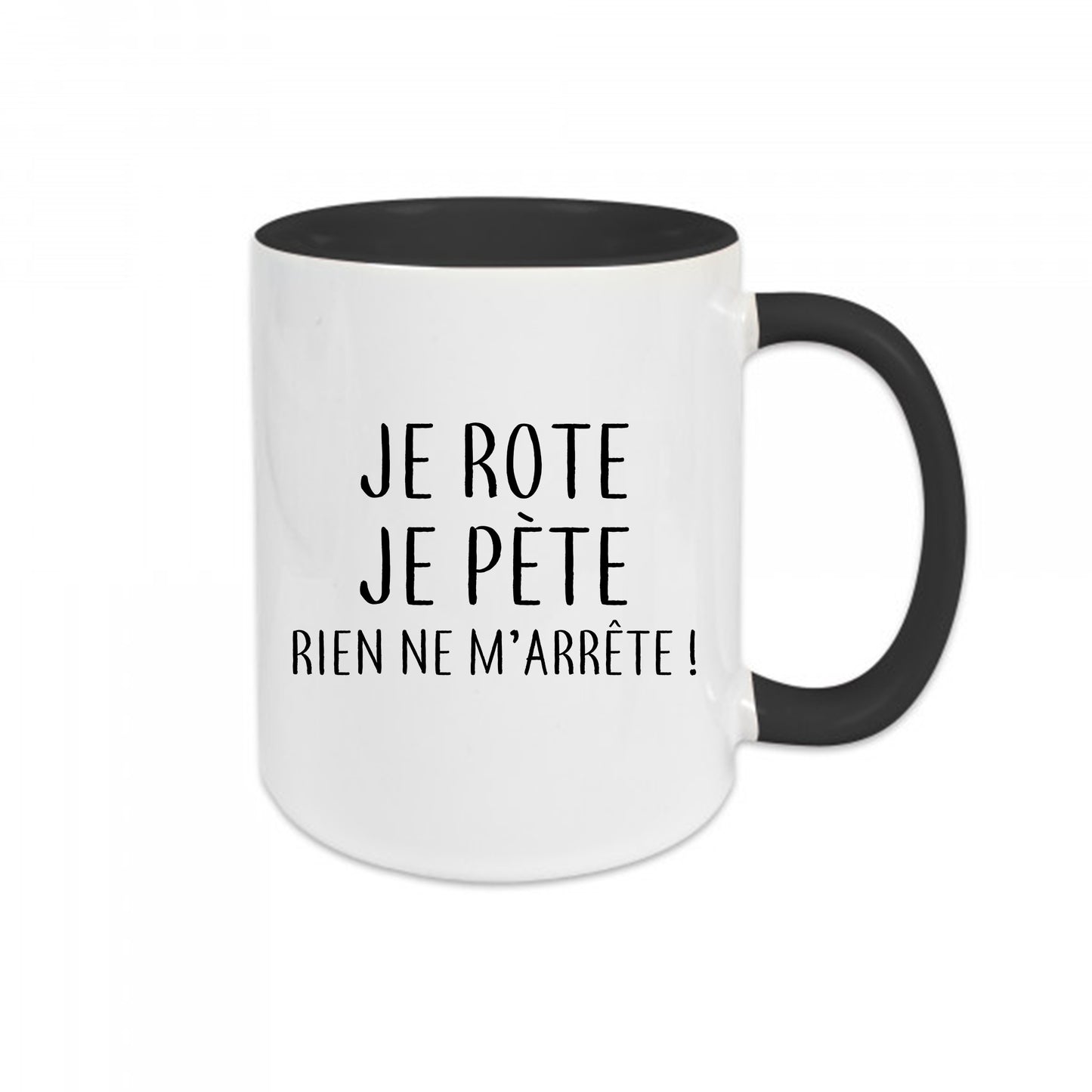 Mug céramique Je rote je pète rien de m'arrête