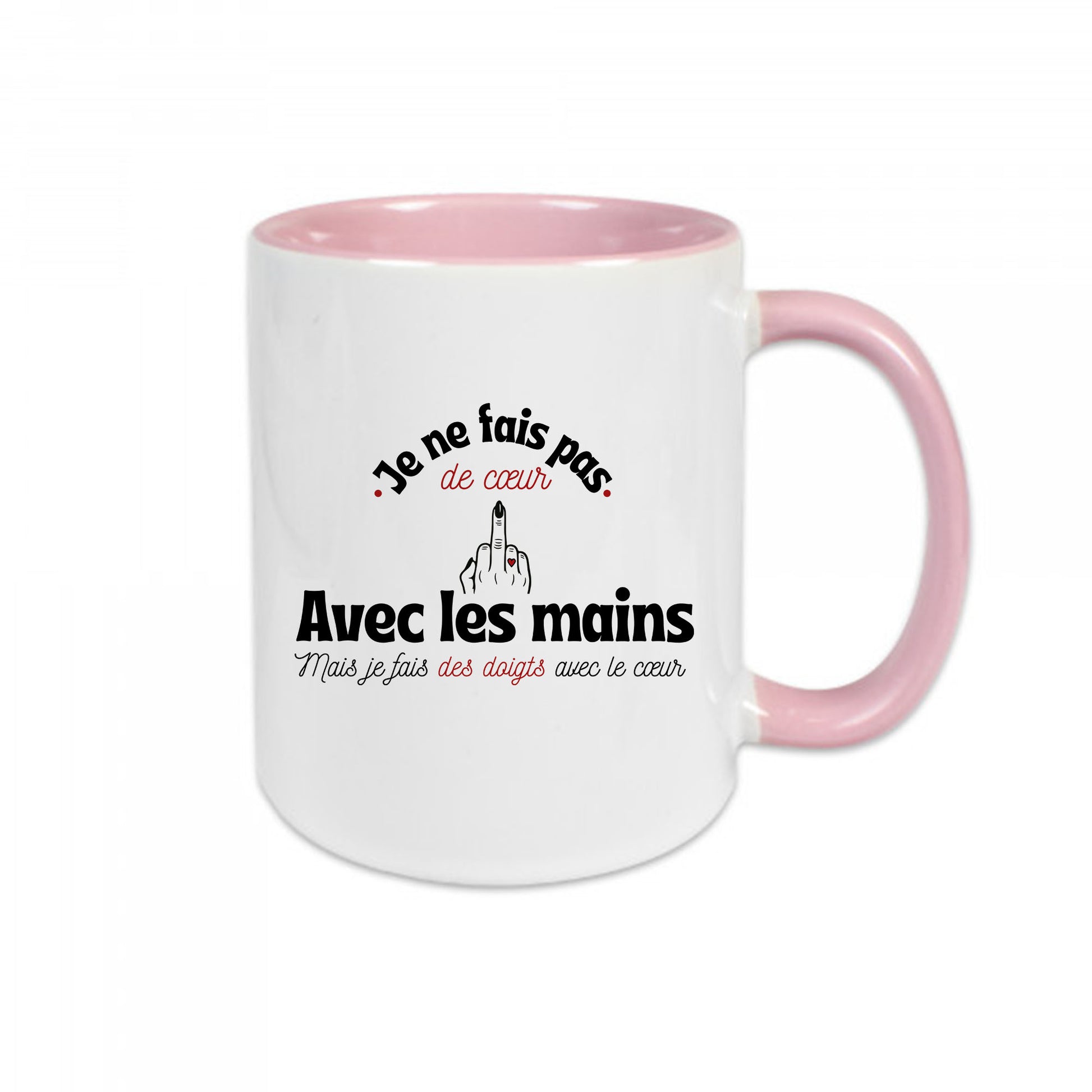 Mug céramique Je fais des doigts avec le cœur - Humour décalé et affection assumée