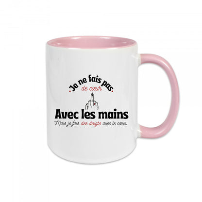 Mug céramique Je fais des doigts avec le cœur - Humour décalé et affection assumée
