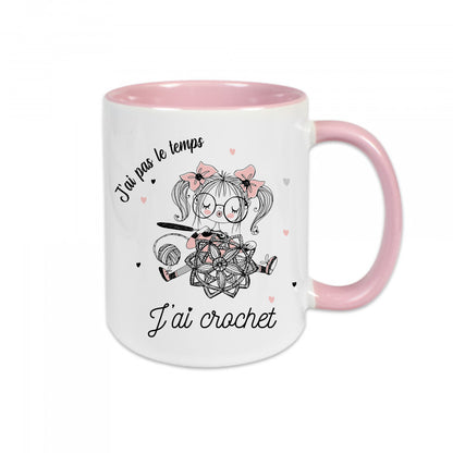 Mug céramique J'ai pas le temps j'ai crochet