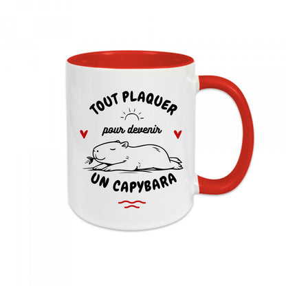 Mug céramique Tout plaquer pour devenir un capybara Encre et Créations