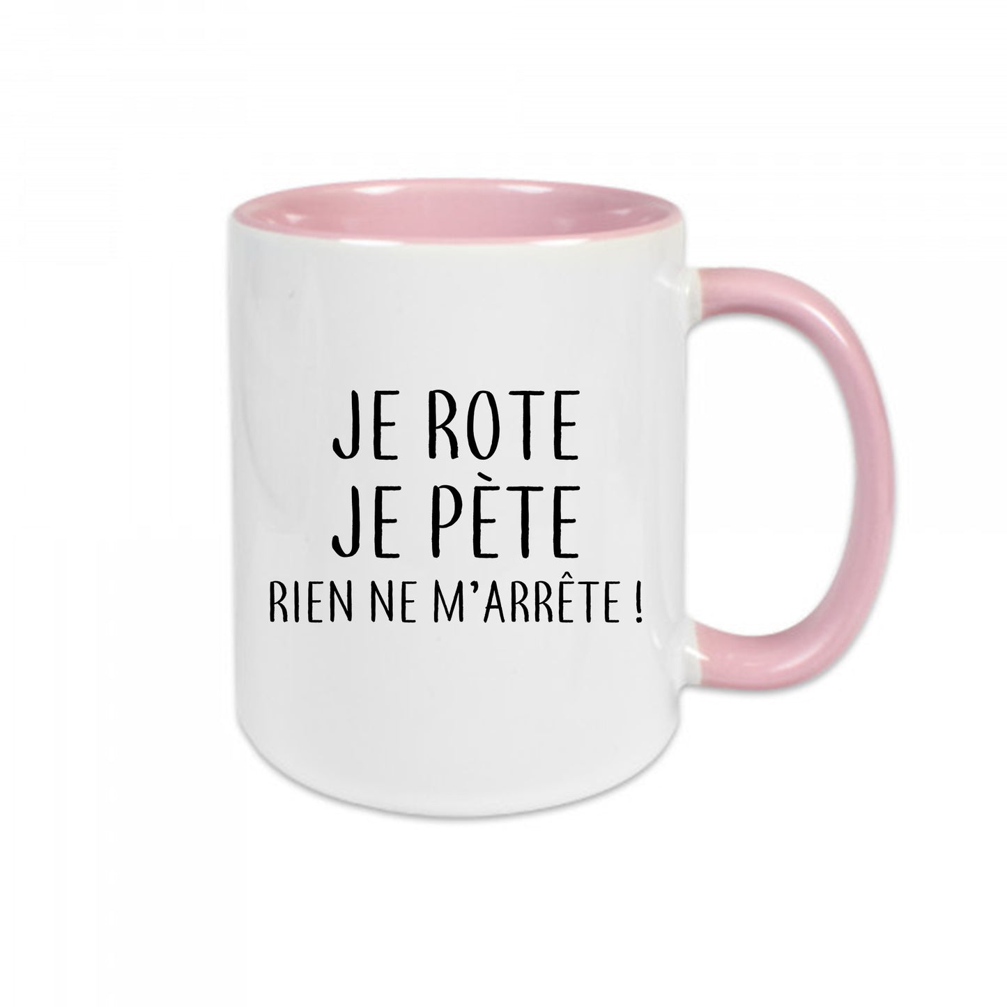 Mug céramique Je rote je pète rien de m'arrête