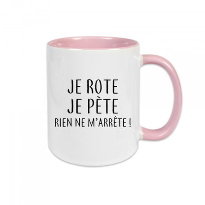Mug céramique Je rote je pète rien de m'arrête