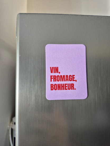 Aimant Vin, fromage, bonheur Encre et Créations