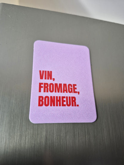 Aimant Vin, fromage, bonheur Encre et Créations