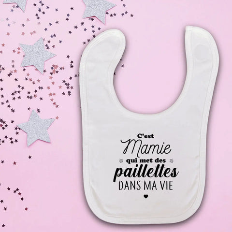 Bavoir Mamie met des paillettes