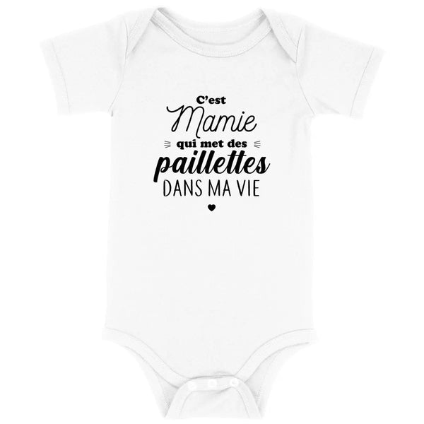 Body bébé Mamie met des paillettes