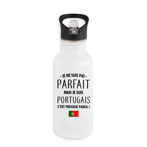 Bouteille en inox avec paille Je suis portugais