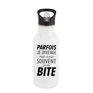 Bouteille en inox avec paille Parfois je diverge