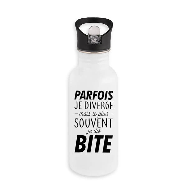 Bouteille en inox avec paille Parfois je diverge