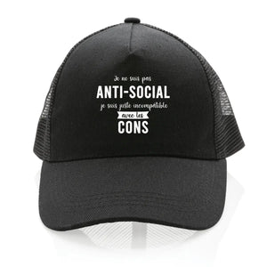 Casquette Trucker 100% recyclée Je ne suis pas anti-social