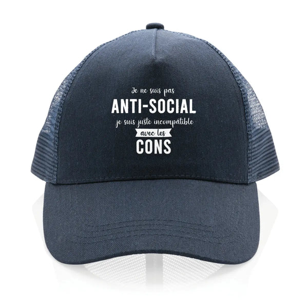 Casquette Trucker 100% recyclée Je ne suis pas anti-social