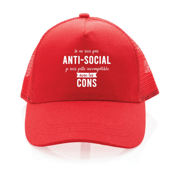 Casquette Trucker 100% recyclée Je ne suis pas anti-social