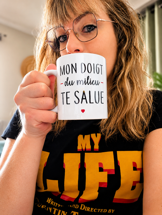 Mug céramique Mon doigt du milieu te salue Encre et Créations