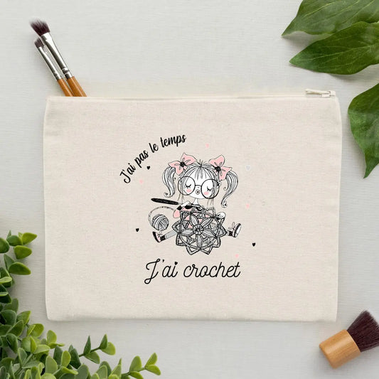 Jolie pochette J'ai pas le temps j'ai crochet