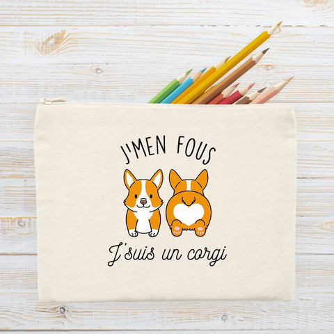 Jolie pochette J'men fous j'suis un corgi