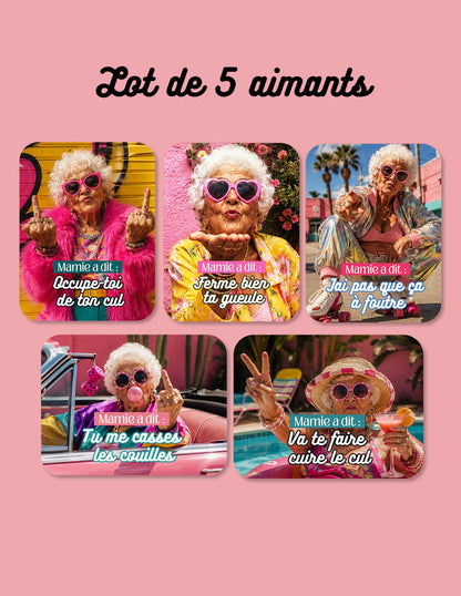 Lot de 5 aimants Mamie a dit Encre et Créations